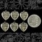 Antiqued Silver Plated Brass Floral Heart Charms - Set of Six - S-C61